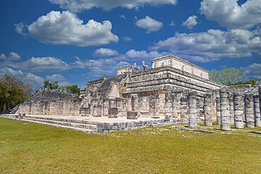 Temple of the Warriors in Chichen Itza, Quintana Roo, Mexico. Mayan ruins near Cancun