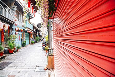 Shennong Street, vintage style shop and cafe street in Tainan, Taiwan, Asia