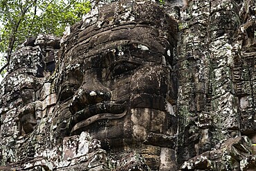 Buddhist gatekeepers, mystical, enchanted, close-ups, Khmer Kingdom, Theravada Buddhism, Unesco World Heritage Site, sacred statues, Angkor Thom, Angkor Wat, Siem Reap, Cambodia, Southeast Asia, Asia