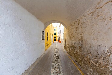 Menorca Ciutadella Carrer de Sant Climent barrel vault passage in Balearic islands