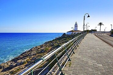 Cullera Lighthouse in Valencia at Mediterranean sea of Spain