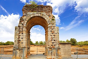 Arch roman of Caparra in Spain Extremadura by the Via de la Plata way