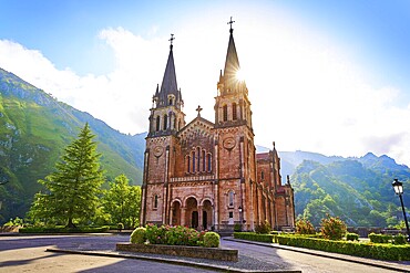 Covadonga Catholic sanctuary Basilica church in Asturias at Cangas de Onis