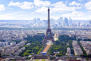 Paris Eiffel tower and skyline aerial view in France