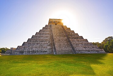 Chichen Itza Pyramid sunrise El Templo Kukulcan temple in Mexico Yucatan