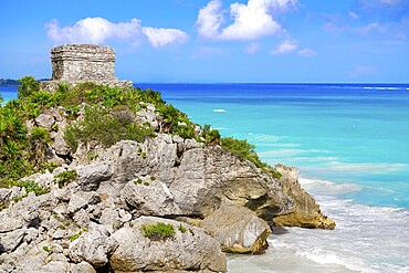 Tulum Mayan city ruins in Riviera Maya at the Caribbean of Mayan Mexico