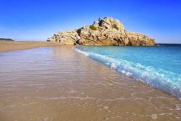 Playa Illot del Torn Hospitalet del Infant beach in Costa dorada of Tarragona Catalonia L'ametlla