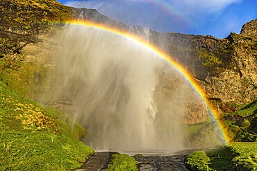 Seljalandsfoss in the evening light, Iceland, Europe