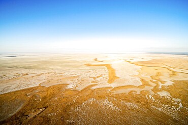 Salt flats, Etosha (Great White Place in the Ovambo language), sky, Etosha National Park, Namibia