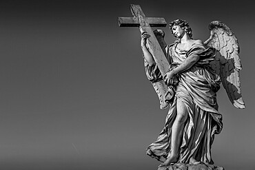 Rome, statue of an angel on the bridge in front of Castel SantAngelo. Conceptual useful for spirituality, christianity and faith
