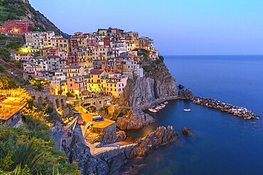 Manarola village at night, Cinque Terre, Italy