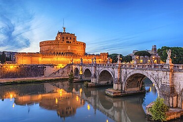 Rome Vatican Italy night city skyline at Castel Sant'Angelo