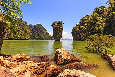 Whimsical island in the Andaman Sea. James Bond Island. Wonderful holiday in Thailand