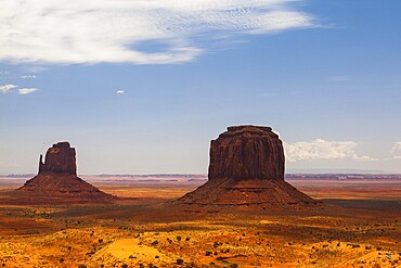 Peaks of rock formations in the Navajo Park of Monument Valley in Utah