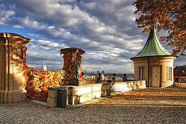Autumn sunset in Paradise Garden near Prague Castle - HDR Image