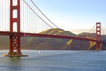 Golden Gate Bridge at dusk in March 2017