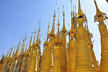 Pagoda field at Lake inlesee, Burma