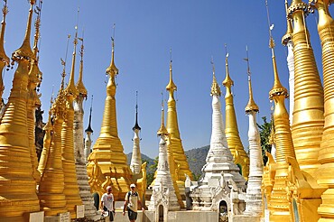 Pagoda field, inlesee, myanmar