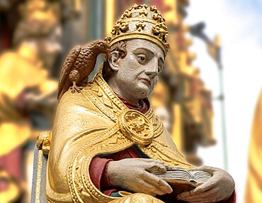 Close-up of the beautiful fountain with its many ornate details