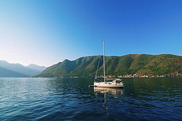 Yachts and boats in the Adriatic Sea, in Montenegro