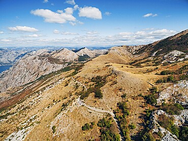 Road to the highlands above the Kotor Bay. Montenegro.