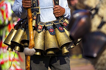 Participants take part in the International Festival of Masquerade Games Surva. The festival promotes variations of ancient Bulgarian and foreign customs and masks. Kukeri