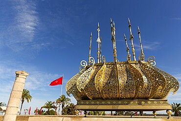The Mausoleum of Mohammed V is a mausoleum located on the opposite side of the Hassan Tower, on the Yacoub al-Mansour esplanade in Rabat, Morocco