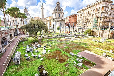 The Basilica Ulpia, Foro di Traiano, Trajan's Forum, in Rome, Lazio, Italy