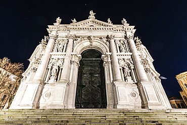 Facade of the church of Santa Maria della Salute, night shot, Venice, Veneto, Italy