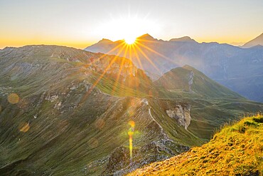 Sunrise in the Mountains at Hochalpenstraße, view from Fuscher Törl, Pinzgau, Salzburg, Austria