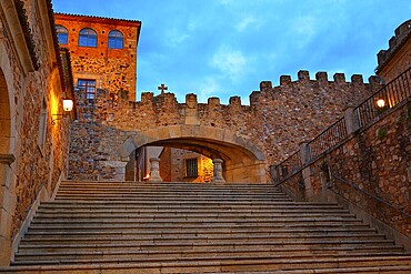 Caceres Arco de la Estrella Star arch sunset in Spain entrance to monumental city