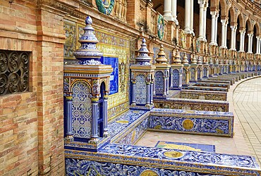 Seville Sevilla Plaza de Espana provincial bench Andalusia Spain square