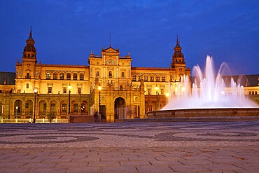Seville Sevilla Plaza de Espana at sunset in Andalusia Spain square