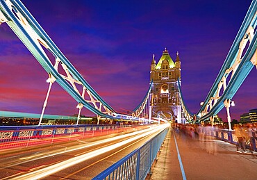 London Tower Bridge sunset on Thames river in England