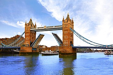 London Tower Bridge over Thames river in England