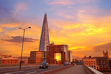 London The Shard building at sunset in England