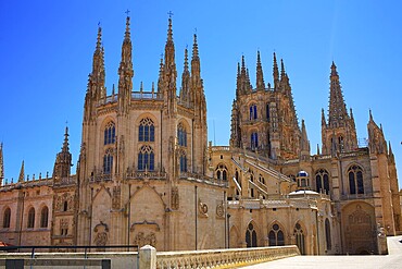 Burgos Cathedral rear facade in Saint James Way at Castilla Leon of Spain
