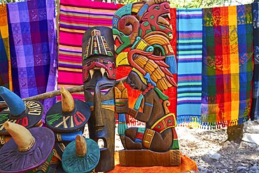 Chichen itza Mayan handcrafts and serapes in Yucatan Mexico