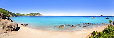 Aiguas Blanques Agua blanca Ibiza beach with turquoise water