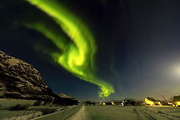 Northern Lights on the E10, Lofoten, Nordland, Norway