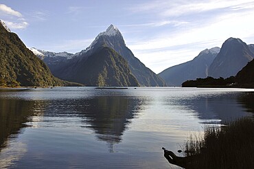 Reflection of Mitre Peak, Milford Sound, Fiordland, New Zealand