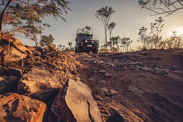 Landrover Defender four-wheel drive vehicle in the Australian outback