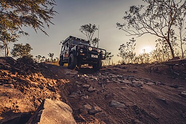 Landrover Defender four-wheel drive vehicle in the Australian outback