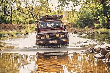 Landrover Defender four-wheel drive vehicle in the Australian outback