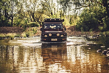 Landrover Defender four-wheel drive vehicle in the Australian outback