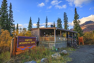 The Dempster Interpretive Centre at the entrance of the campground in Tombstone Territorial Park in the Yukon Territory, Canada