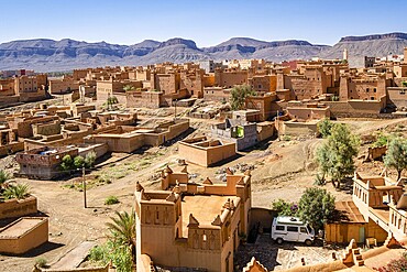 Village of mud houses, Nkob, Morocco, North Africa