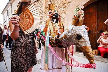 Dance of the Eagles and Sant Joan Pelos, medieval dance originating in Catalonia and the Valencian country, Corpus Christi procession, Pollença. Mallorca, Spain