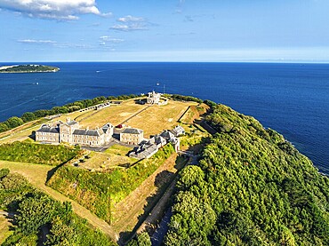 Pendennis Castle and Pendennis Point from a drone, Falmouth, Cornwall, UK