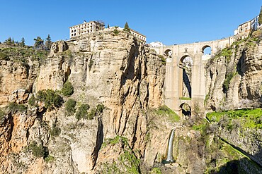Puente Nuevo bridge on cliffs, Ronda, province of Malaga, Andalusia, Spain
